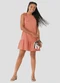 Cereja Rosa - Vestido em Tecido Plano Viscose Linho Marrom - variação: Laranja