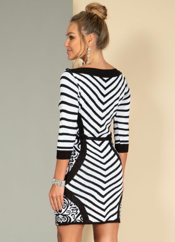 Quintess - Vestido em Tricô Chevron com Mangas 3/4 2