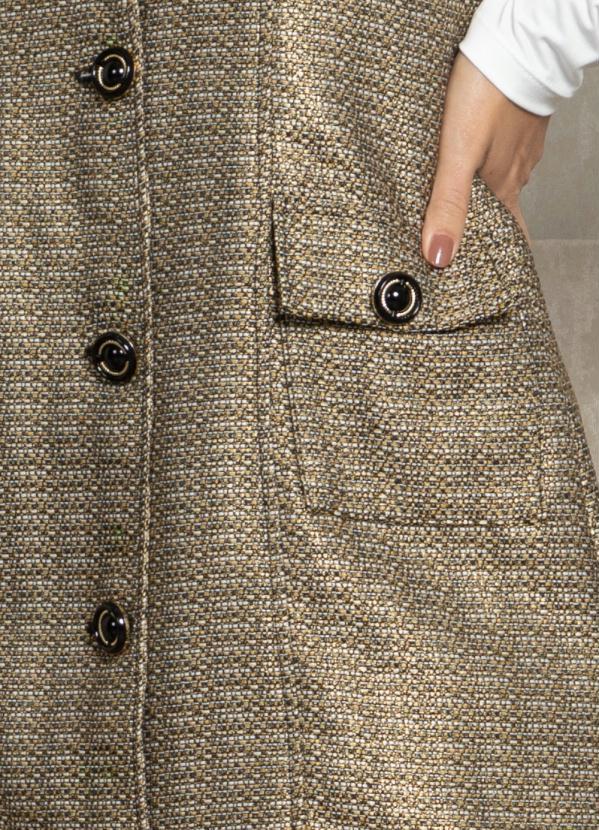 Quintess - Vestido em Tweed Dourado com Gola e Botões 6