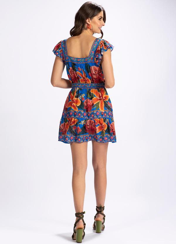 Farm - Vestido em Viscose Bordadeira Azul 4