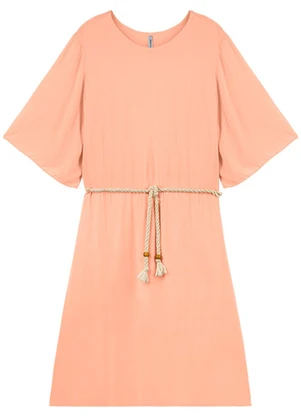 Outlet - Vestido em Viscose com Detalhe Adulto Laranja - OUTLET