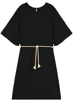 Outlet - Vestido em Viscose com Detalhe Adulto Preto - OUTLET