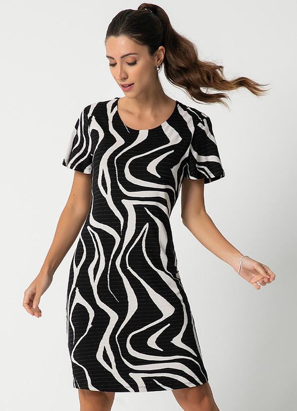 Habana - Vestido em Viscose Estampado Preto