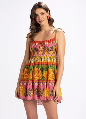 Farm - Vestido em Viscose Flori Rosa - FARM