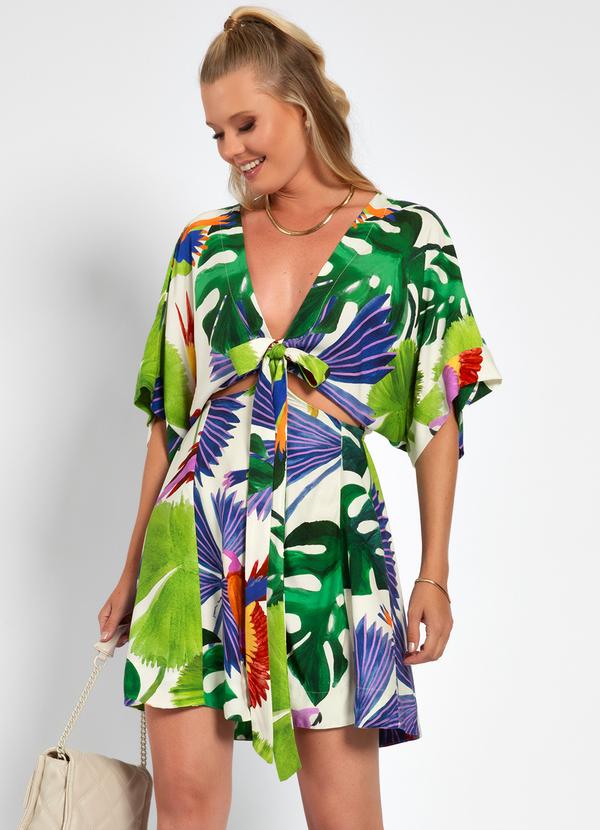 Farm - Vestido em Viscose Passaros Pintados Estampado