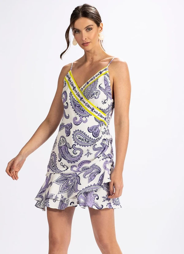 Farm - Vestido em Viscose Peixe Paisley Azul