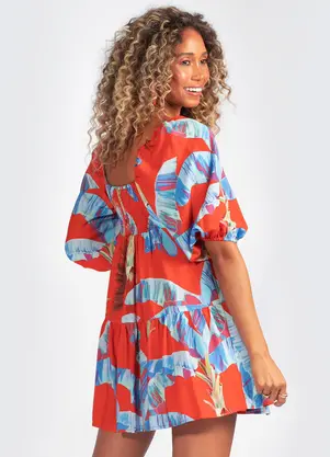 Farm - Vestido em Viscose Selva Doce Laranja - FARM