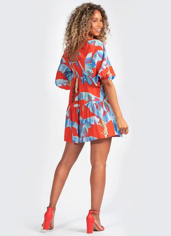 Farm - Vestido em Viscose Selva Doce Laranja 4