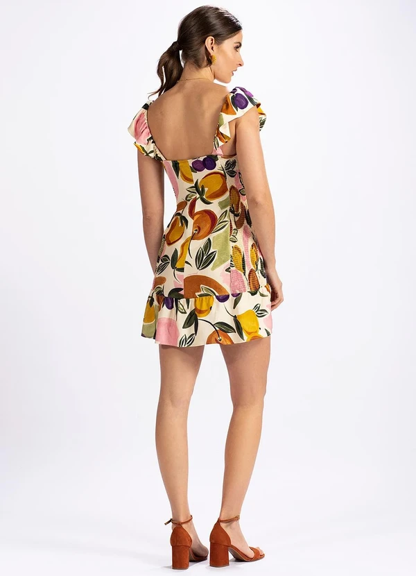 Farm - Vestido em Viscose Vento de Fruta Bege 4