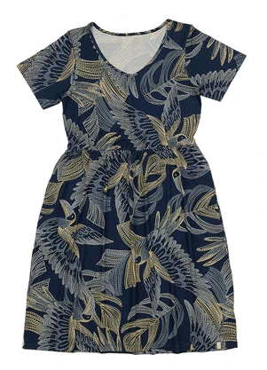 Soft Bonni - Vestido Estampado Adulto Feminino Azul - SOFT BONNI