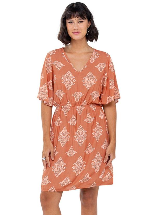 Rezzato - Vestido Estampado Adulto Feminino Marrom