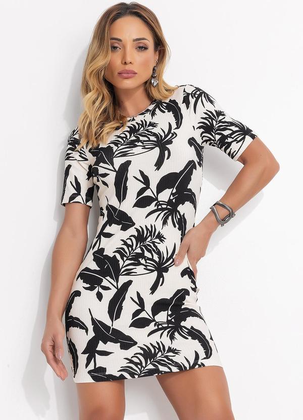 Colcci - Vestido Estampado Canelado Off White