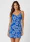 Select - Vestido Estampado Decote em V Bege - variação: Azul