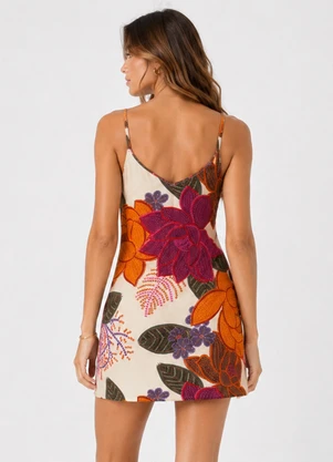 Select - Vestido Estampado Decote em V Bege - SELECT