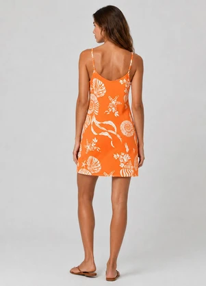 Select - Vestido Estampado Decote em V Laranja - SELECT