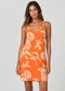 Select - Vestido Estampado Decote em V Bege - variação: Laranja