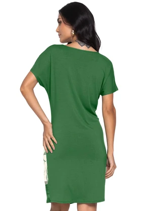 Rovitex - Vestido Estampado Decote Redondo Verde - ROVITEX