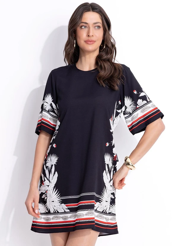 Colcci - Vestido Estampado em Viscose Preto 3
