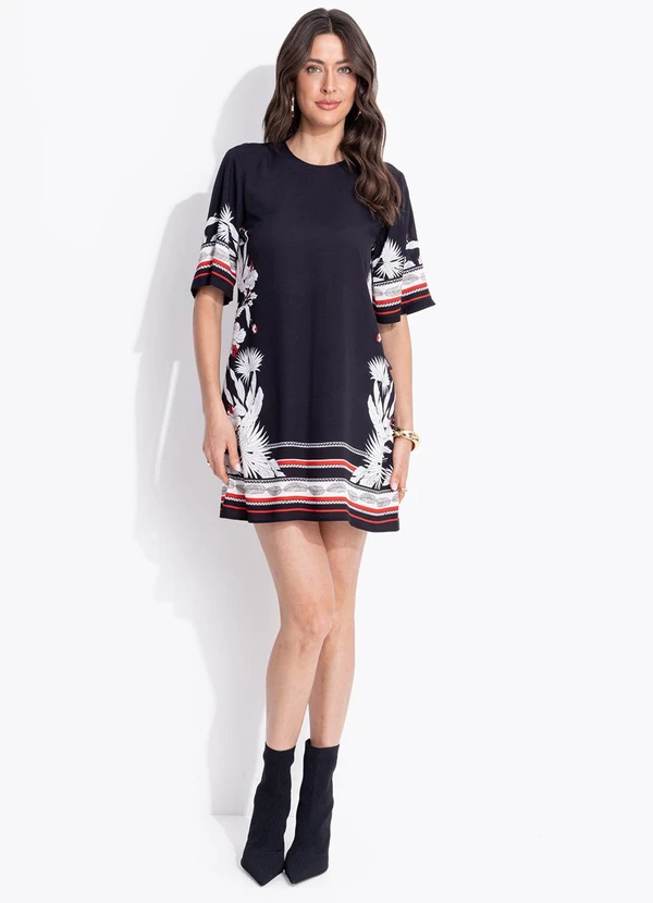 Colcci - Vestido Estampado em Viscose Preto 4