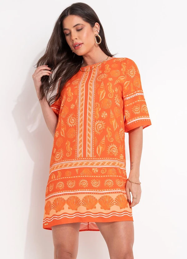 Colcci - Vestido Estampado Laranja
