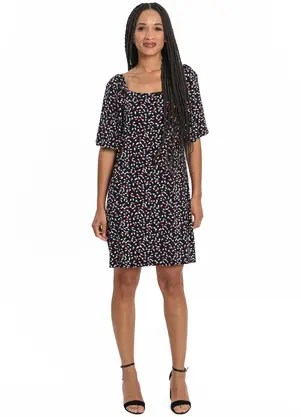 Rovitex - Vestido Estampado Preto - ROVITEX