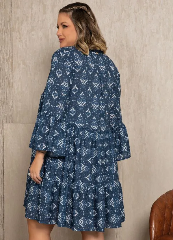 Quintess - Vestido Étnico Azul com Camadas 6