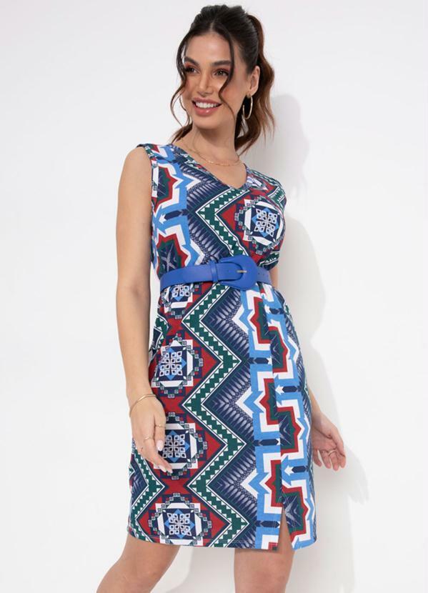 Vestido (tnico Color) com Fenda Frontal