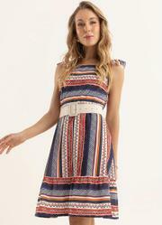 Vestido tnico com Babado na Ala