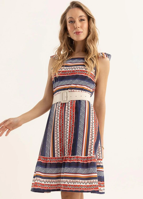 Moda Pop - Vestido Étnico com Babado na Alça