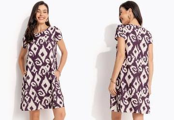 Vestido tnico Marrom em Malha Fria