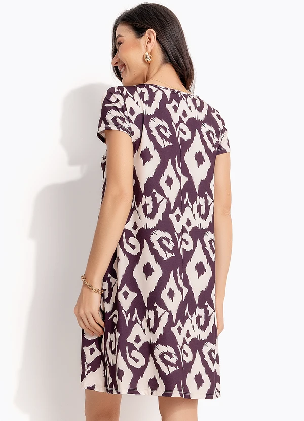 Quintess - Vestido Étnico Marrom em Malha Fria 2