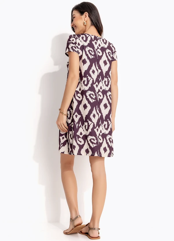 Quintess - Vestido Étnico Marrom em Malha Fria 5