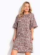 Vestido Étnico Marrom em Malha Fria