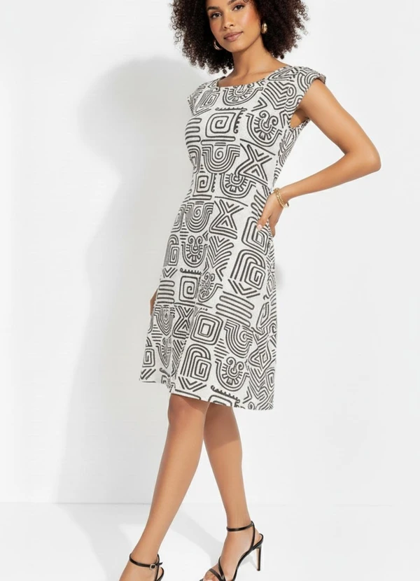 Quintess - Vestido Étnico Verde em Malha de Viscose