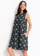 Vestido �tnico Verde em Malha Texturizada