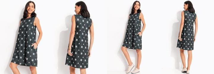 Vestido �tnico Verde em Malha Texturizada