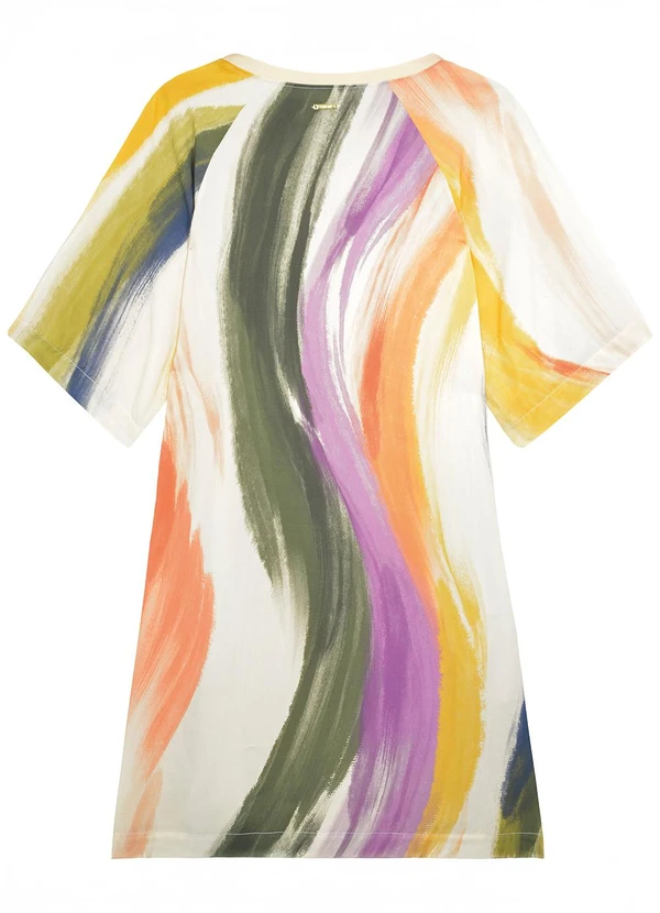 Enfim - Vestido Evasê Abstrato com Bolso Verde 2