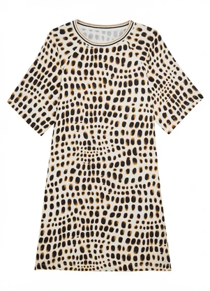 Enfim - Vestido Evasê Animal Print com Bolso Off White - ENFIM