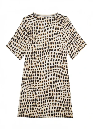 Enfim - Vestido Evasê Animal Print com Bolso Off White - ENFIM