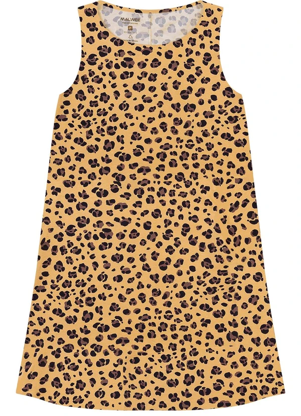 Malwee - Vestido Evasê Animal Print Marrom Claro
