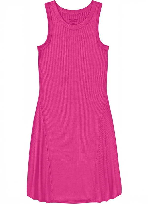 Malwee - Vestido Evasê Canelado Fúcsia
