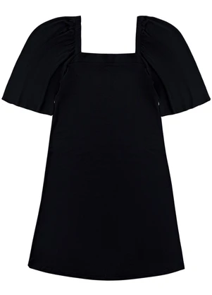 Malwee - Vestido Evasê Canelado Preto - MALWEE