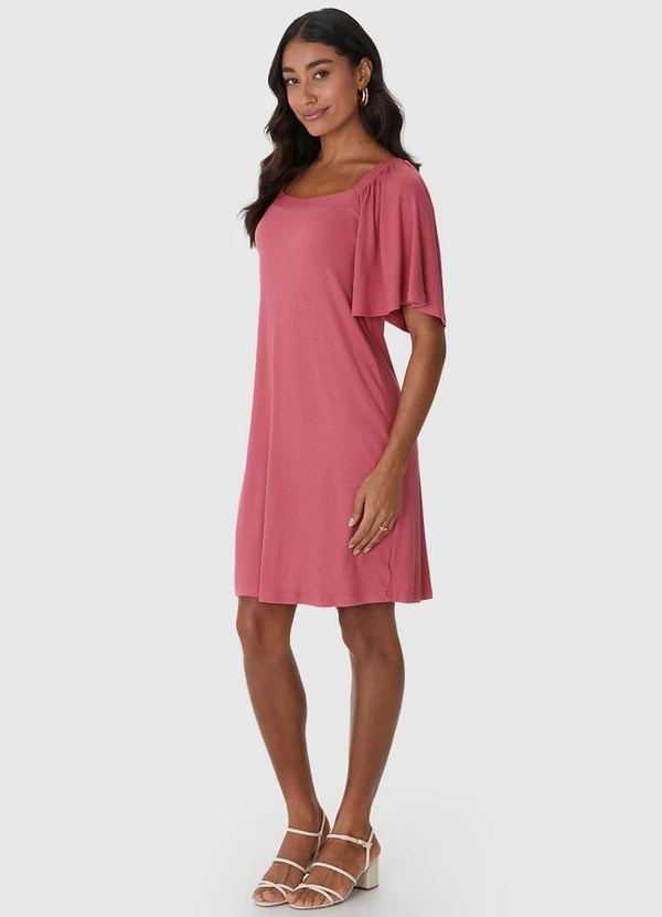 Malwee - Vestido Evasê Canelado Rosê 3