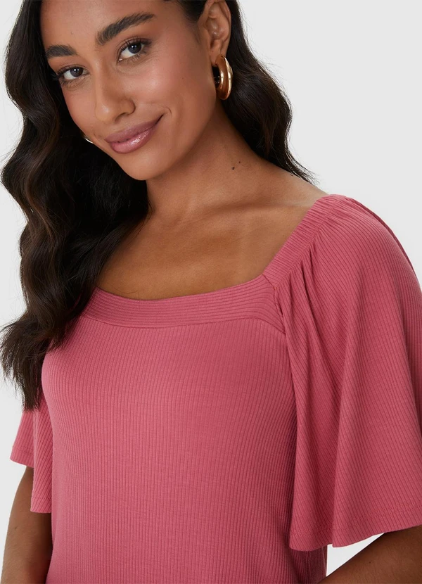 Malwee - Vestido Evasê Canelado Rosê 5