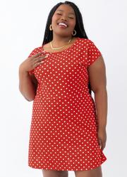 Vestido Evas com Estampa Po Vermelho