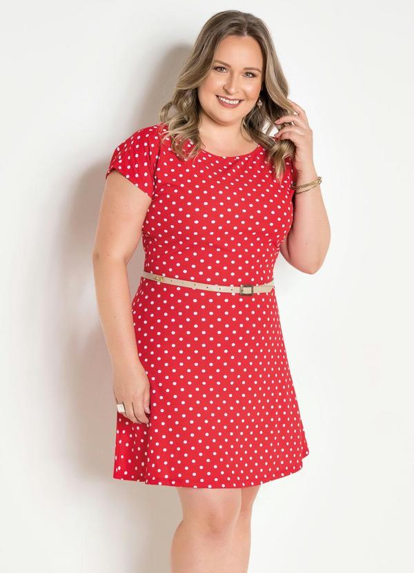 Moda Pop - Vestido Evasê com Estampa Poá Vermelho 5