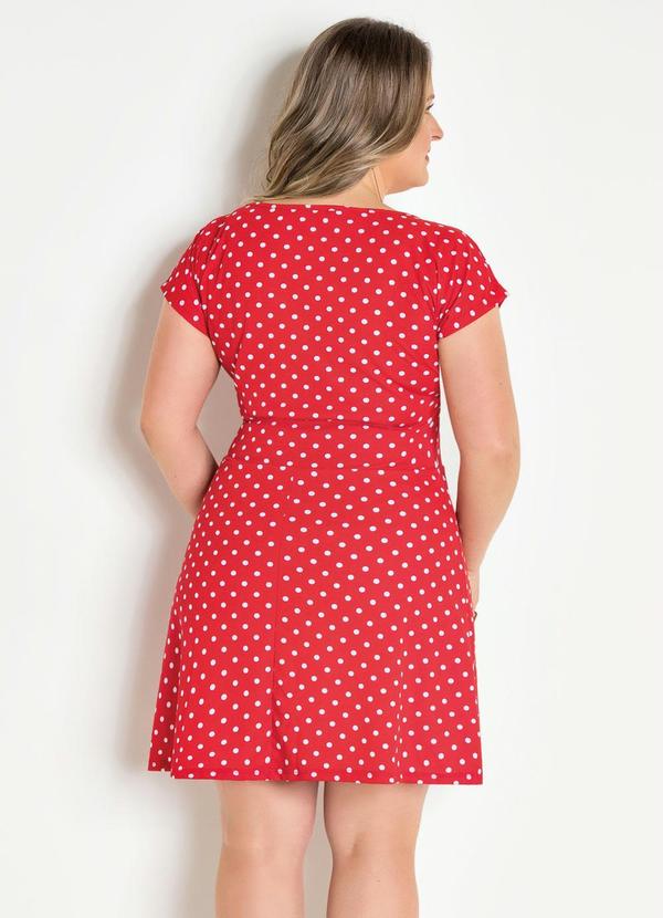 Moda Pop - Vestido Evasê com Estampa Poá Vermelho 4