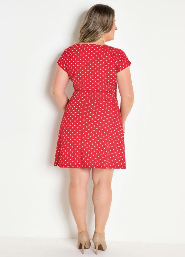 Moda Pop - Vestido Evasê com Estampa Poá Vermelho 2