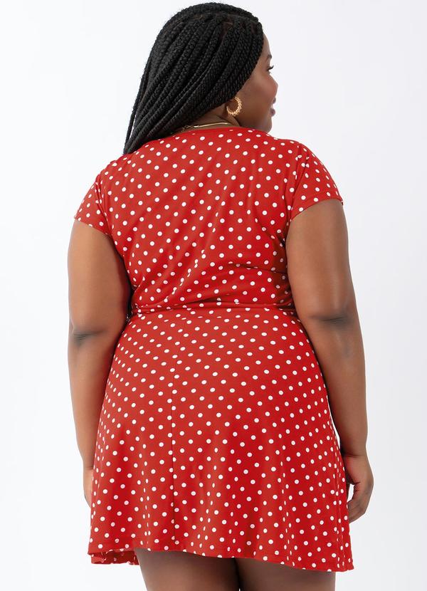 Moda Pop - Vestido Evasê com Estampa Poá Vermelho 13