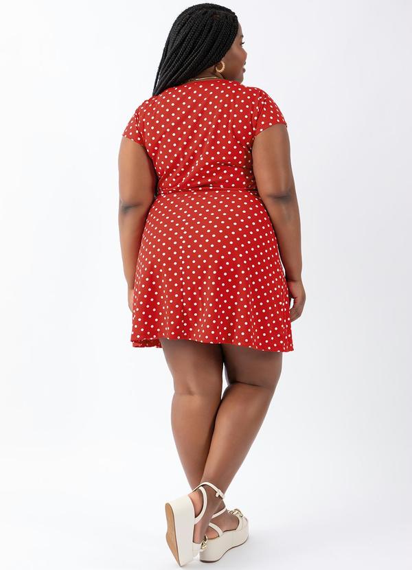 Moda Pop - Vestido Evasê com Estampa Poá Vermelho 11